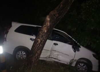 Sebuah Mobil Alami Kecelakaan di Kawasan Hutan Lindung Marisa