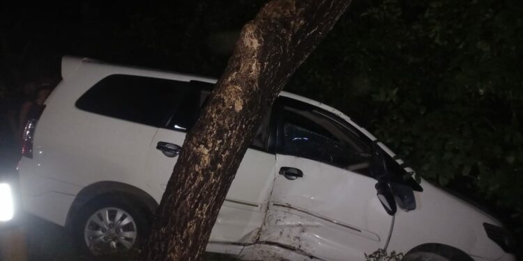 Sebuah Mobil Alami Kecelakaan di Kawasan Hutan Lindung Marisa