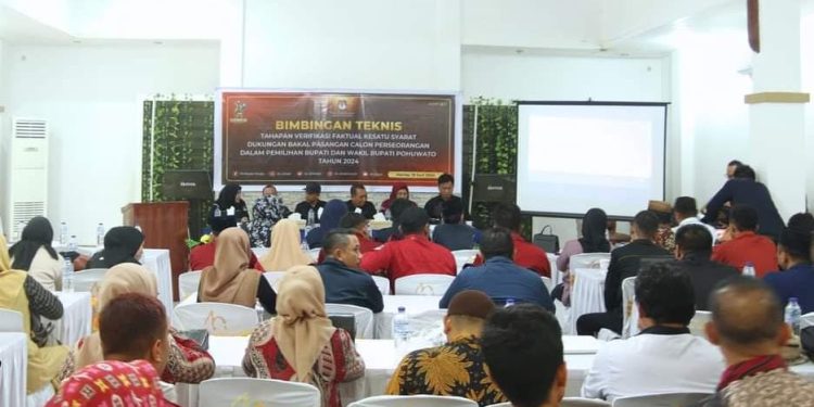 KPU Pohuwato Gelar Bimtek Verifikasi Faktual Kesatu Syarat Dukungan Pasangan Perseorangan