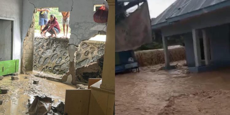 Sungai Hulawa Meluap Akibat Hujan dan Sedimen, Rumah Warga Nyaris Roboh